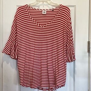 CAbi Women's Red and White Striped Blouse